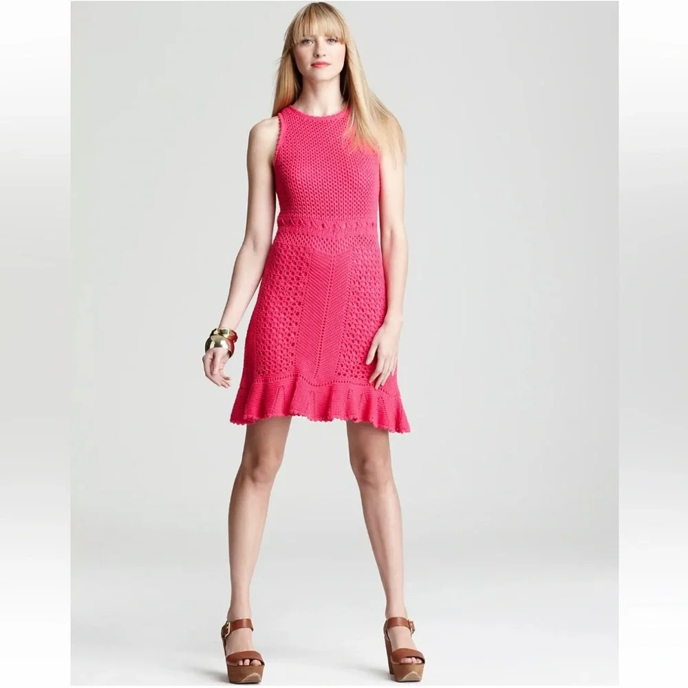 Lilly Pulitzer Molly Azalea pink harbor crochet sleeveless sweater dress - Picture 2 of 6